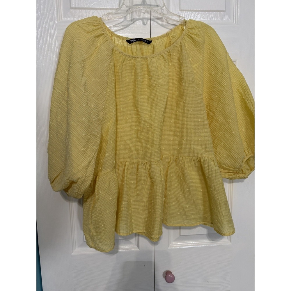 Zara Women's Boho Yellow‎ Flowey Top Size Large